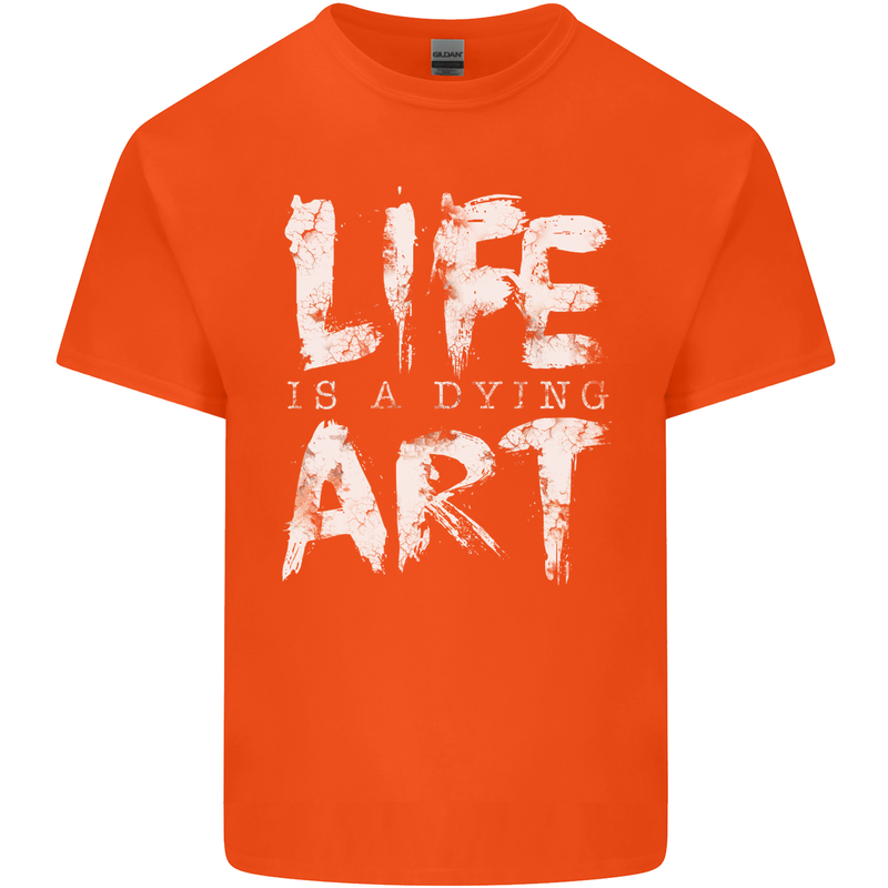 Life is a Dying Art Slogan Pessimist Artist Kids T-Shirt Childrens Orange