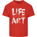 Life is a Dying Art Slogan Pessimist Artist Kids T-Shirt Childrens Red
