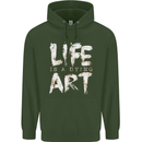 Life is a Dying Art Slogan Pessimist Artist Mens 80% Cotton Hoodie Forest Green