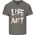 Life is a Dying Art Slogan Pessimist Artist Mens V-Neck Cotton T-Shirt Charcoal