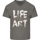 Life is a Dying Art Slogan Pessimist Artist Mens V-Neck Cotton T-Shirt Charcoal