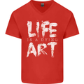 Life is a Dying Art Slogan Pessimist Artist Mens V-Neck Cotton T-Shirt Red