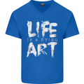 Life is a Dying Art Slogan Pessimist Artist Mens V-Neck Cotton T-Shirt Royal Blue