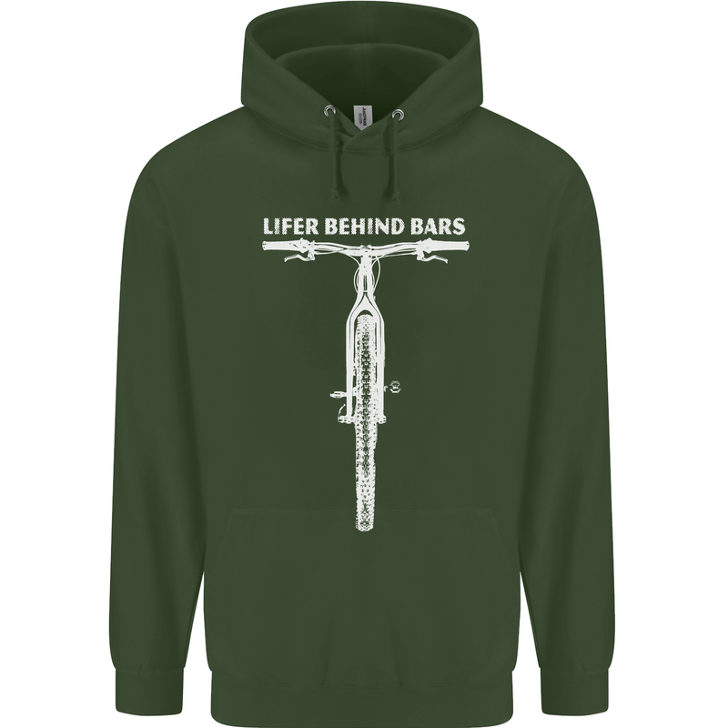 Lifer Behind Bars Cycling Cyclist Funny Childrens Kids Hoodie Forest Green