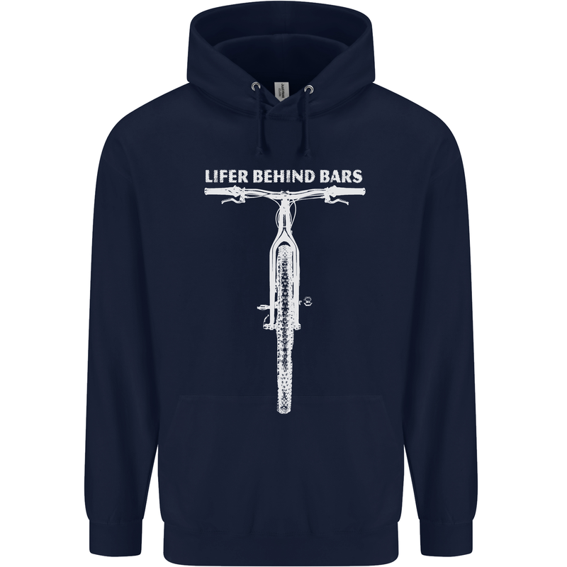 Lifer Behind Bars Cycling Cyclist Funny Childrens Kids Hoodie Navy Blue