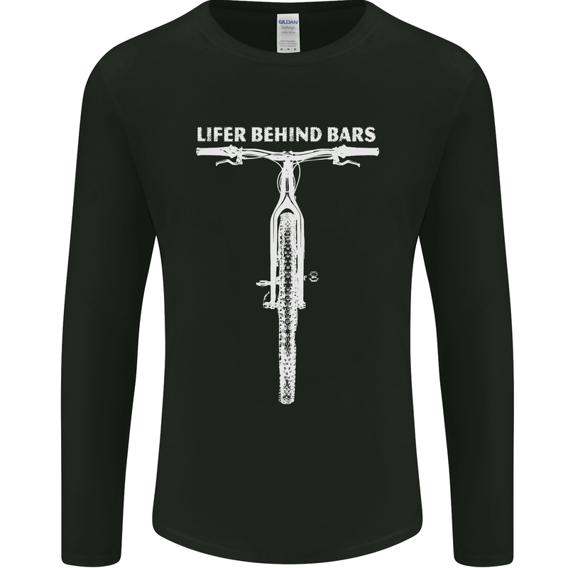 Lifer Behind Bars Cycling Cyclist Funny Mens Long Sleeve T-Shirt Black