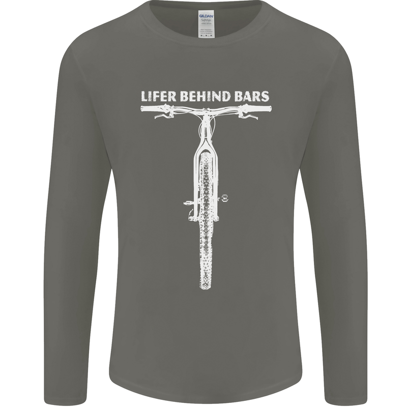 Lifer Behind Bars Cycling Cyclist Funny Mens Long Sleeve T-Shirt Charcoal