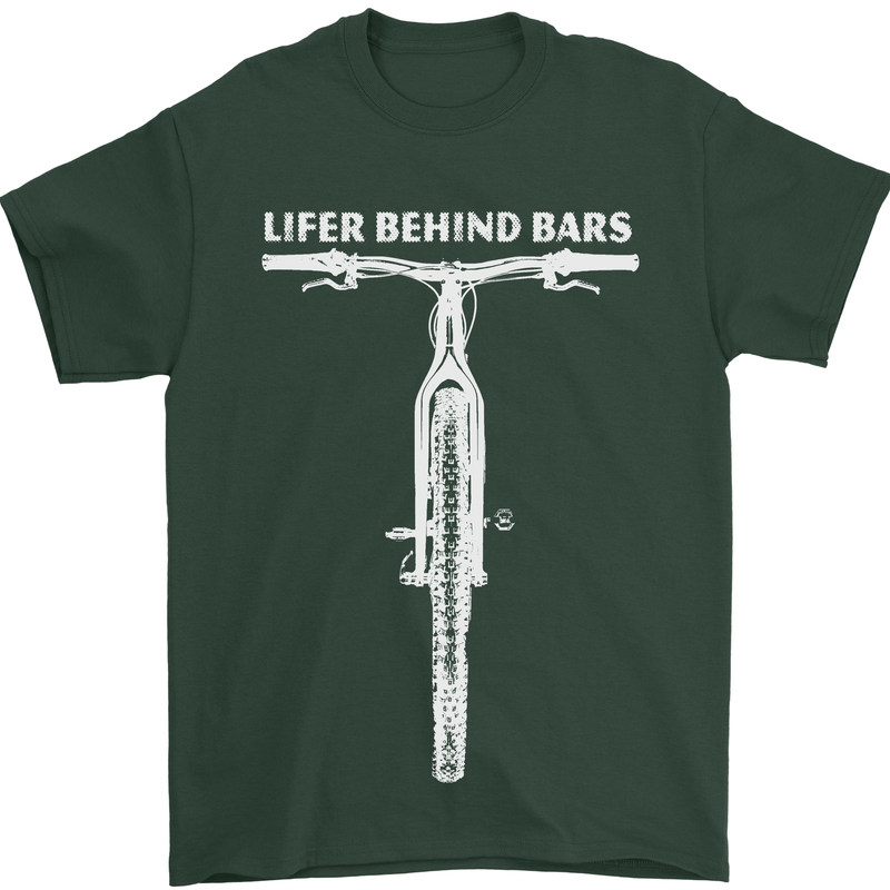 Lifer Behind Bars Cycling Cyclist Funny Mens T-Shirt Cotton Gildan Forest Green