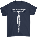 Lifer Behind Bars Cycling Cyclist Funny Mens T-Shirt Cotton Gildan Navy Blue