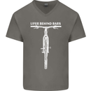 Lifer Behind Bars Cycling Cyclist Funny Mens V-Neck Cotton T-Shirt Charcoal