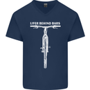 Lifer Behind Bars Cycling Cyclist Funny Mens V-Neck Cotton T-Shirt Navy Blue
