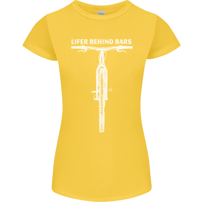 Lifer Behind Bars Cycling Cyclist Funny Womens Petite Cut T-Shirt Yellow