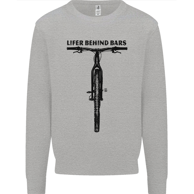 Lifer Behind Bars Funny Cycling Cyclist Kids Sweatshirt Jumper Sports Grey