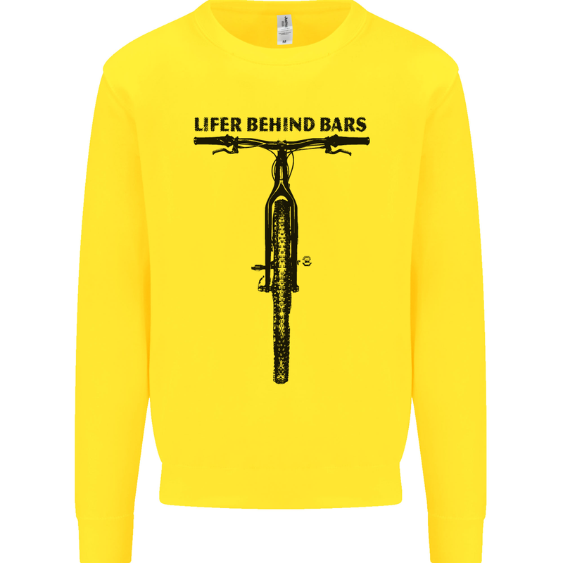 Lifer Behind Bars Funny Cycling Cyclist Kids Sweatshirt Jumper Yellow