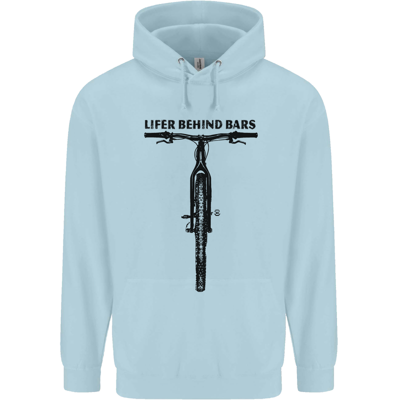 Lifer Behind Bars Funny Cycling Cyclist Mens 80% Cotton Hoodie Light Blue