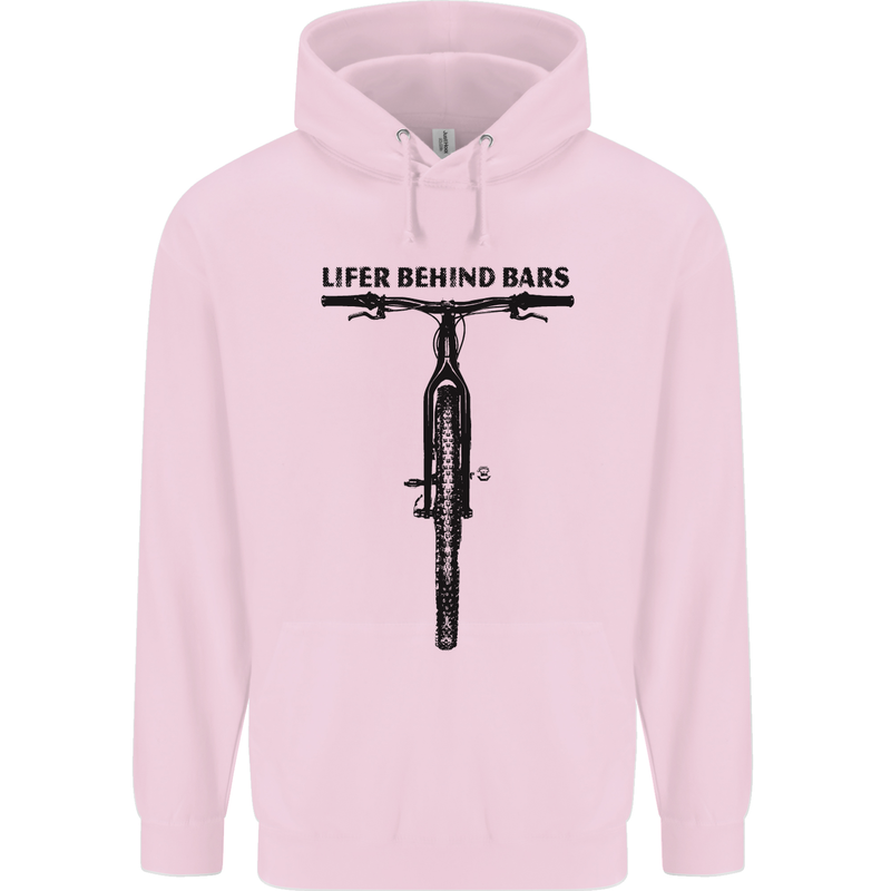 Lifer Behind Bars Funny Cycling Cyclist Mens 80% Cotton Hoodie Light Pink