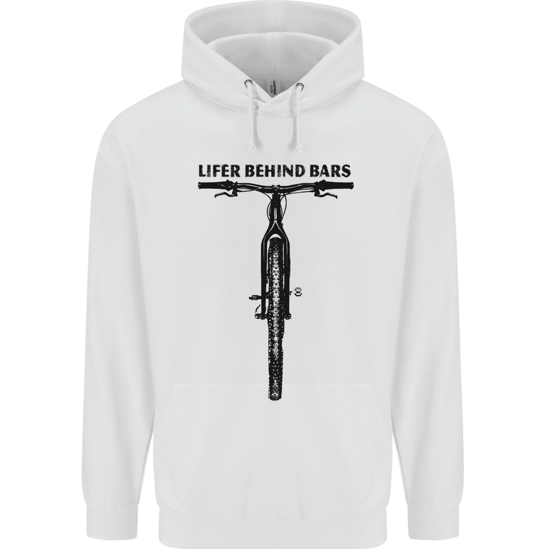 Lifer Behind Bars Funny Cycling Cyclist Mens 80% Cotton Hoodie White