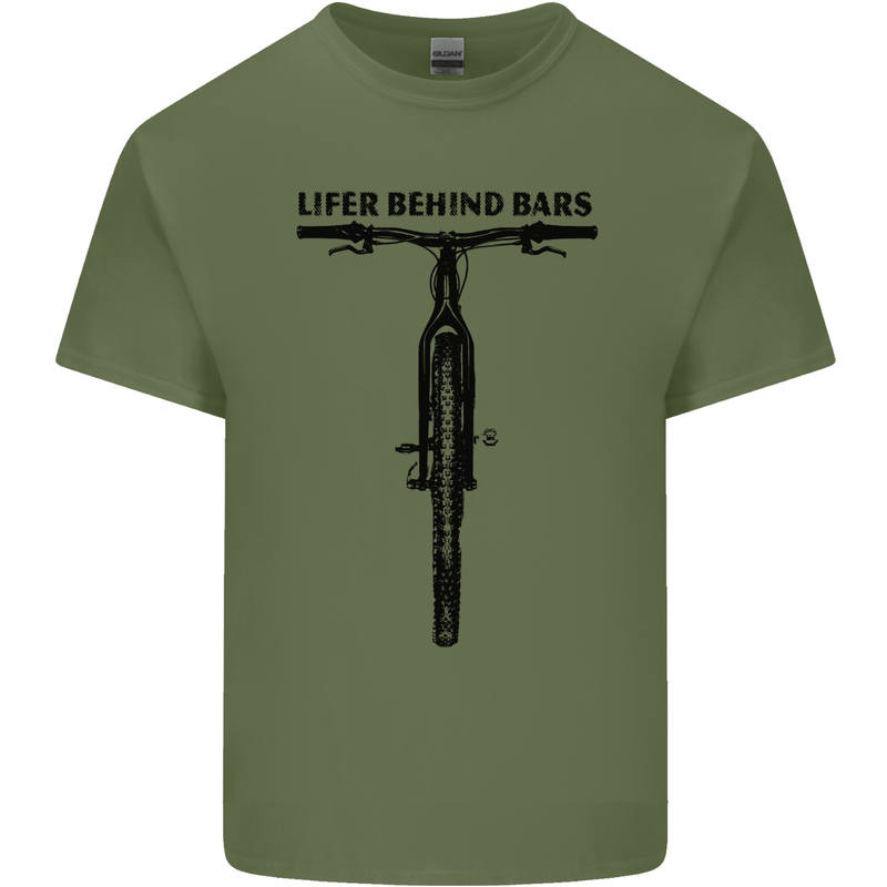 Lifer Behind Bars Funny Cycling Cyclist Mens Cotton T-Shirt Tee Top Military Green