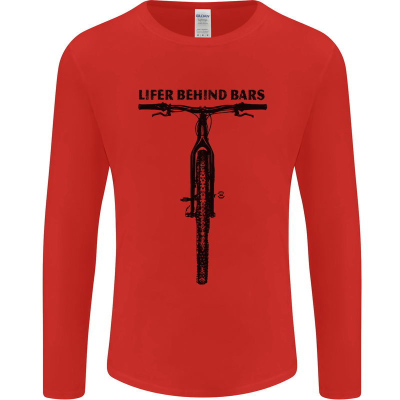 Lifer Behind Bars Funny Cycling Cyclist Mens Long Sleeve T-Shirt Red
