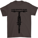 Lifer Behind Bars Funny Cycling Cyclist Mens T-Shirt Cotton Gildan Dark Chocolate