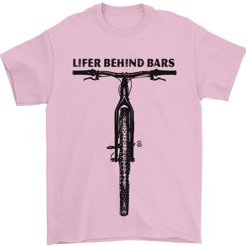 Lifer Behind Bars Funny Cycling Cyclist Mens T-Shirt Cotton Gildan Light Pink