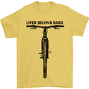 Lifer Behind Bars Funny Cycling Cyclist Mens T-Shirt Cotton Gildan Yellow