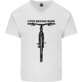 Lifer Behind Bars Funny Cycling Cyclist Mens V-Neck Cotton T-Shirt White