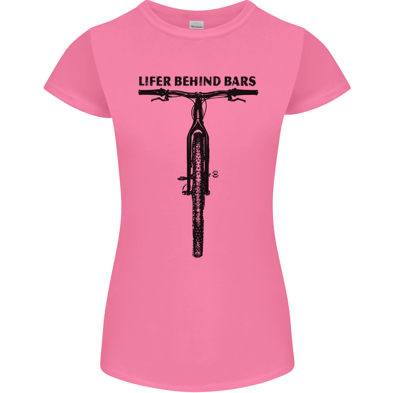 Lifer Behind Bars Funny Cycling Cyclist Womens Petite Cut T-Shirt Azalea