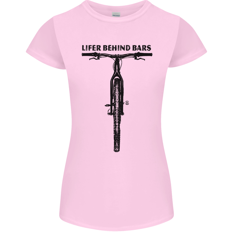Lifer Behind Bars Funny Cycling Cyclist Womens Petite Cut T-Shirt Light Pink