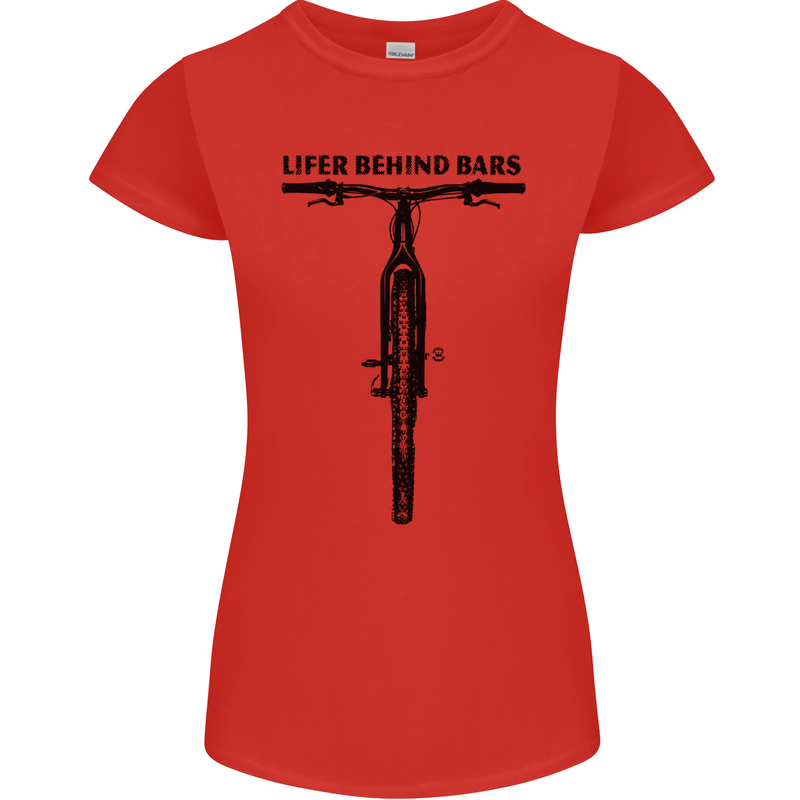 Lifer Behind Bars Funny Cycling Cyclist Womens Petite Cut T-Shirt Red