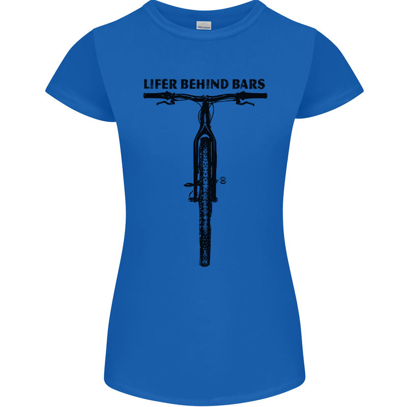 Lifer Behind Bars Funny Cycling Cyclist Womens Petite Cut T-Shirt Royal Blue