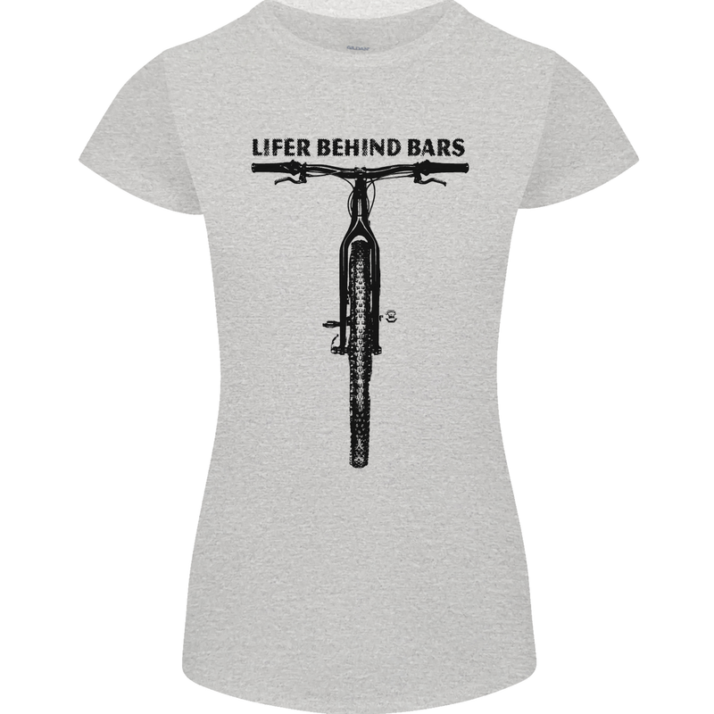 Lifer Behind Bars Funny Cycling Cyclist Womens Petite Cut T-Shirt Sports Grey