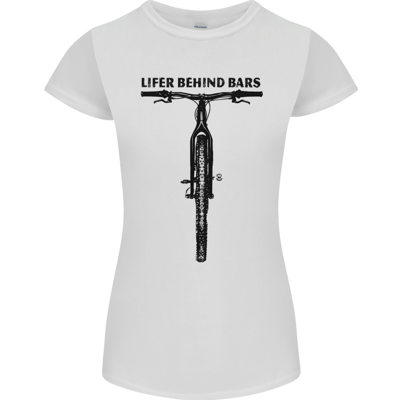 Lifer Behind Bars Funny Cycling Cyclist Womens Petite Cut T-Shirt White