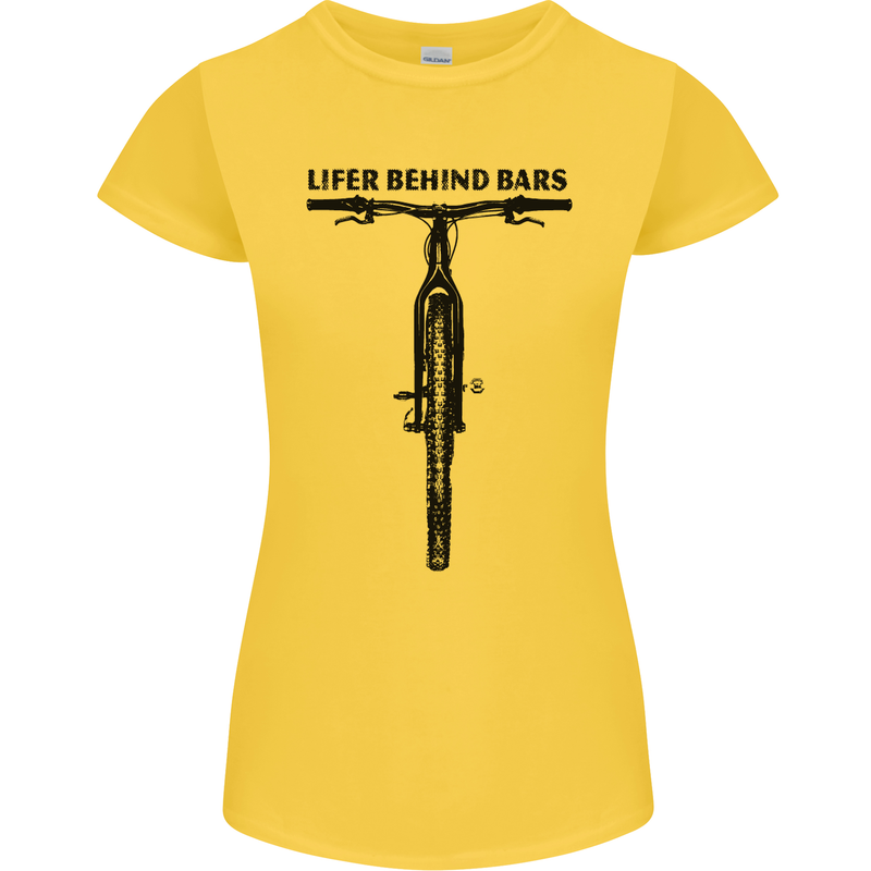 Lifer Behind Bars Funny Cycling Cyclist Womens Petite Cut T-Shirt Yellow