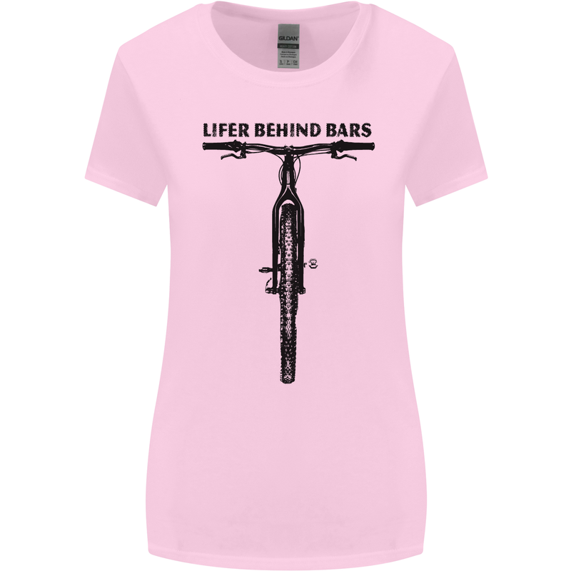 Lifer Behind Bars Funny Cycling Cyclist Womens Wider Cut T-Shirt Light Pink