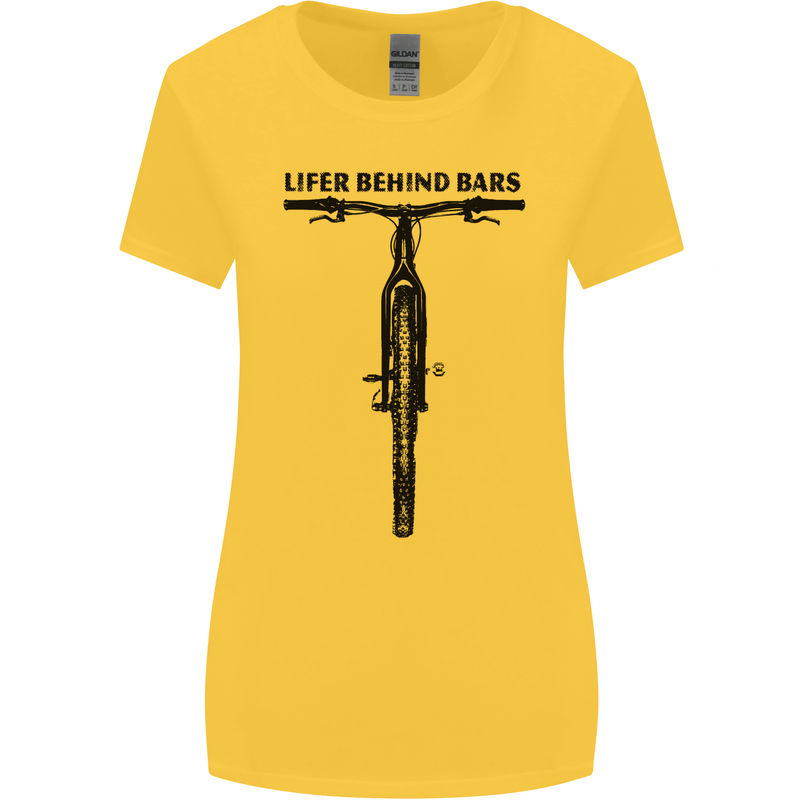 Lifer Behind Bars Funny Cycling Cyclist Womens Wider Cut T-Shirt Yellow