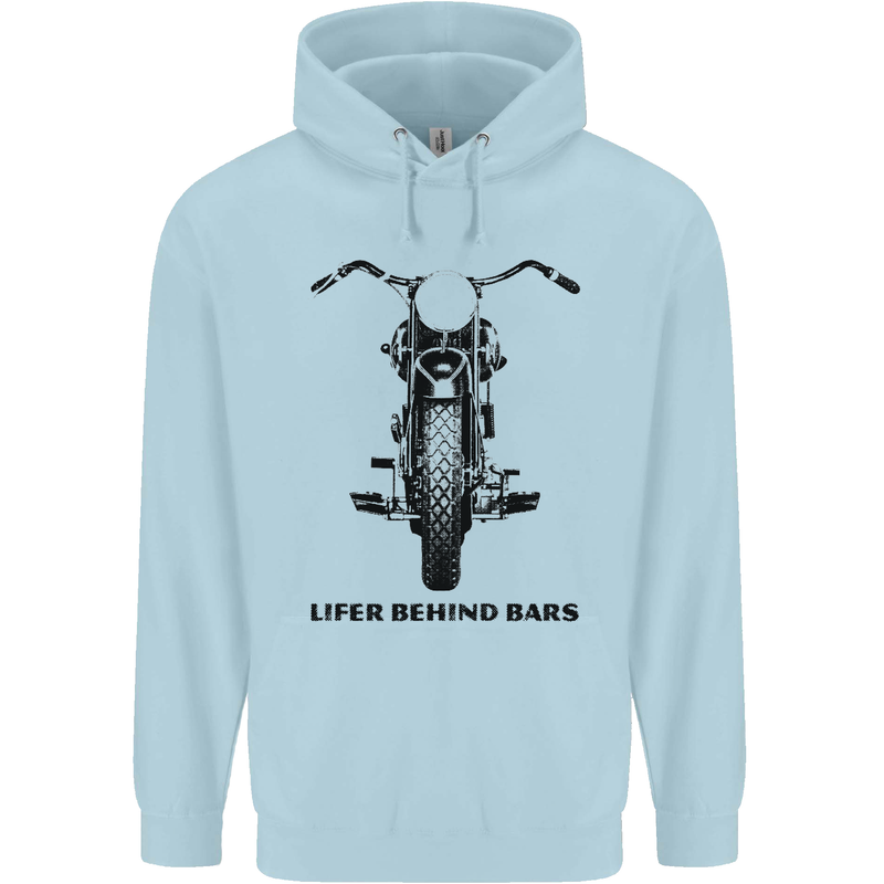 Lifer Behind Bars Motorcycle Motorbike Childrens Kids Hoodie Light Blue