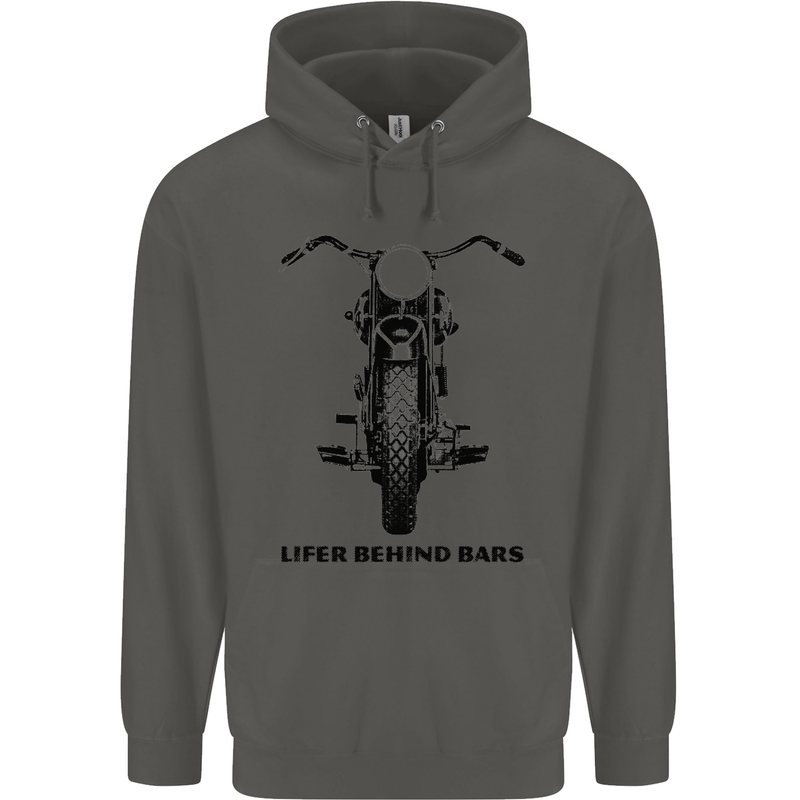 Lifer Behind Bars Motorcycle Motorbike Childrens Kids Hoodie Storm Grey