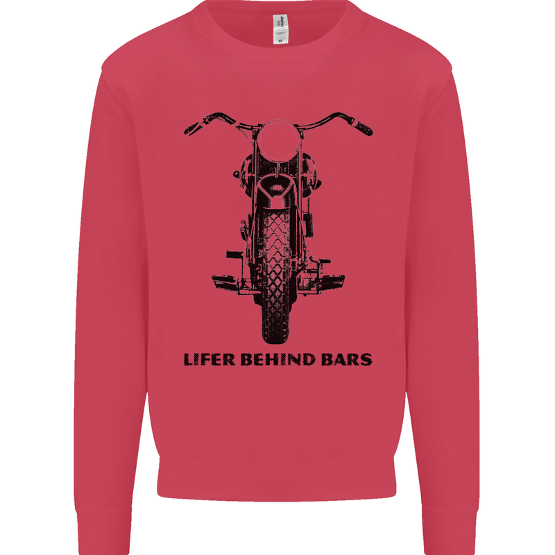 Lifer Behind Bars Motorcycle Motorbike Kids Sweatshirt Jumper Heliconia