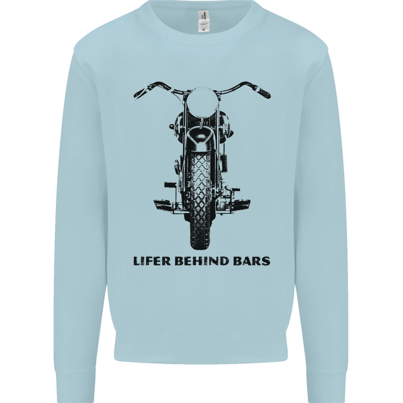 Lifer Behind Bars Motorcycle Motorbike Kids Sweatshirt Jumper Light Blue