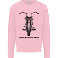 Lifer Behind Bars Motorcycle Motorbike Kids Sweatshirt Jumper Light Pink