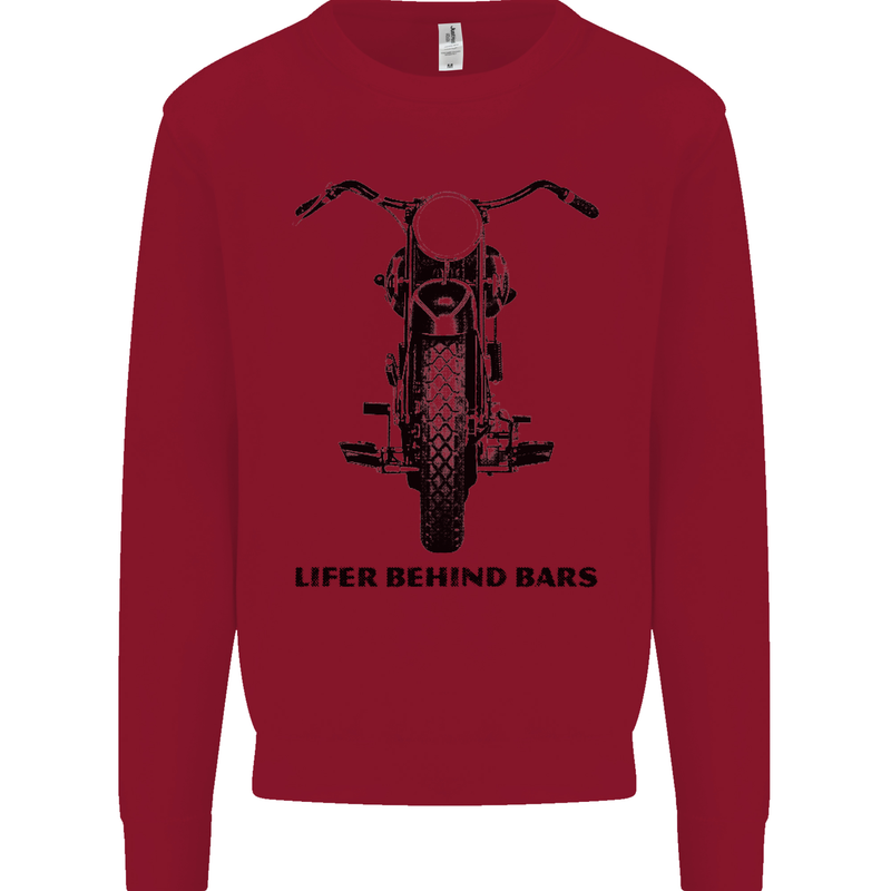 Lifer Behind Bars Motorcycle Motorbike Kids Sweatshirt Jumper Red