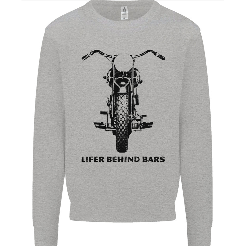 Lifer Behind Bars Motorcycle Motorbike Kids Sweatshirt Jumper Sports Grey