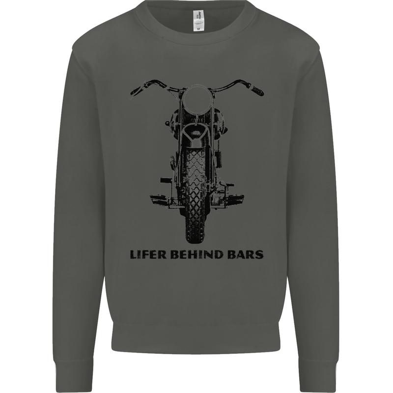 Lifer Behind Bars Motorcycle Motorbike Kids Sweatshirt Jumper Storm Grey