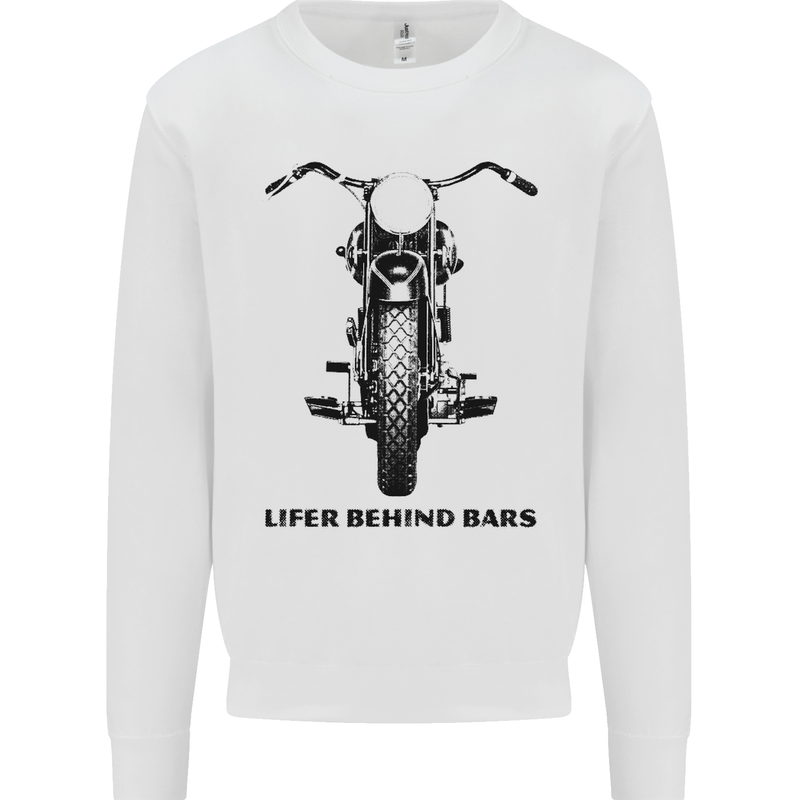 Lifer Behind Bars Motorcycle Motorbike Kids Sweatshirt Jumper White