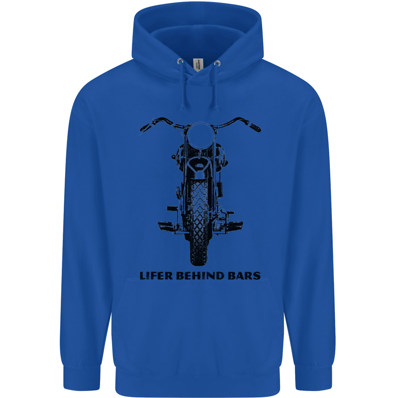 Lifer Behind Bars Motorcycle Motorbike Mens 80% Cotton Hoodie Royal Blue