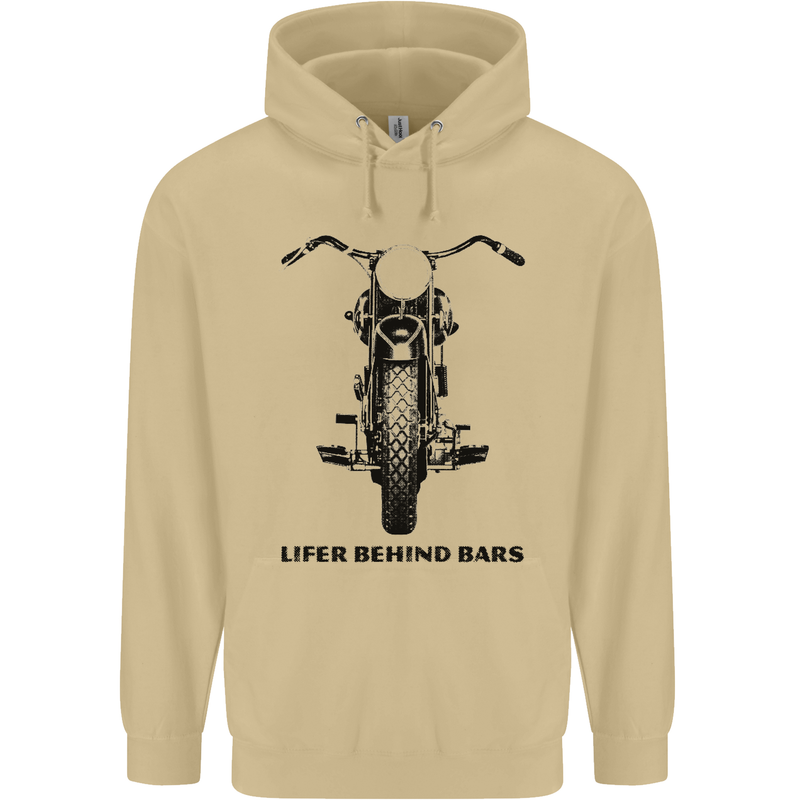 Lifer Behind Bars Motorcycle Motorbike Mens 80% Cotton Hoodie Sand