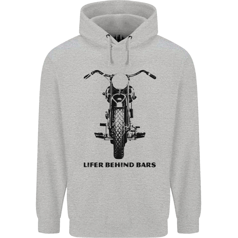 Lifer Behind Bars Motorcycle Motorbike Mens 80% Cotton Hoodie Sports Grey