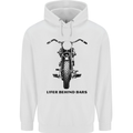 Lifer Behind Bars Motorcycle Motorbike Mens 80% Cotton Hoodie White