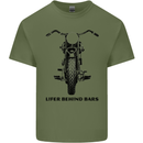 Lifer Behind Bars Motorcycle Motorbike Mens Cotton T-Shirt Tee Top Military Green